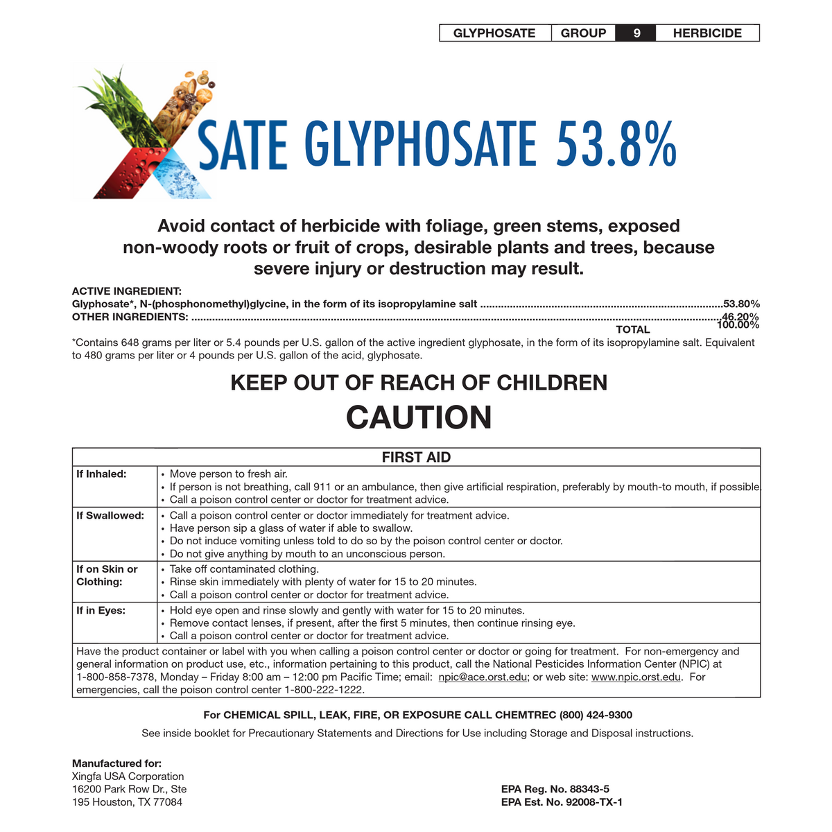 X SATE Glyphosate 53.8%