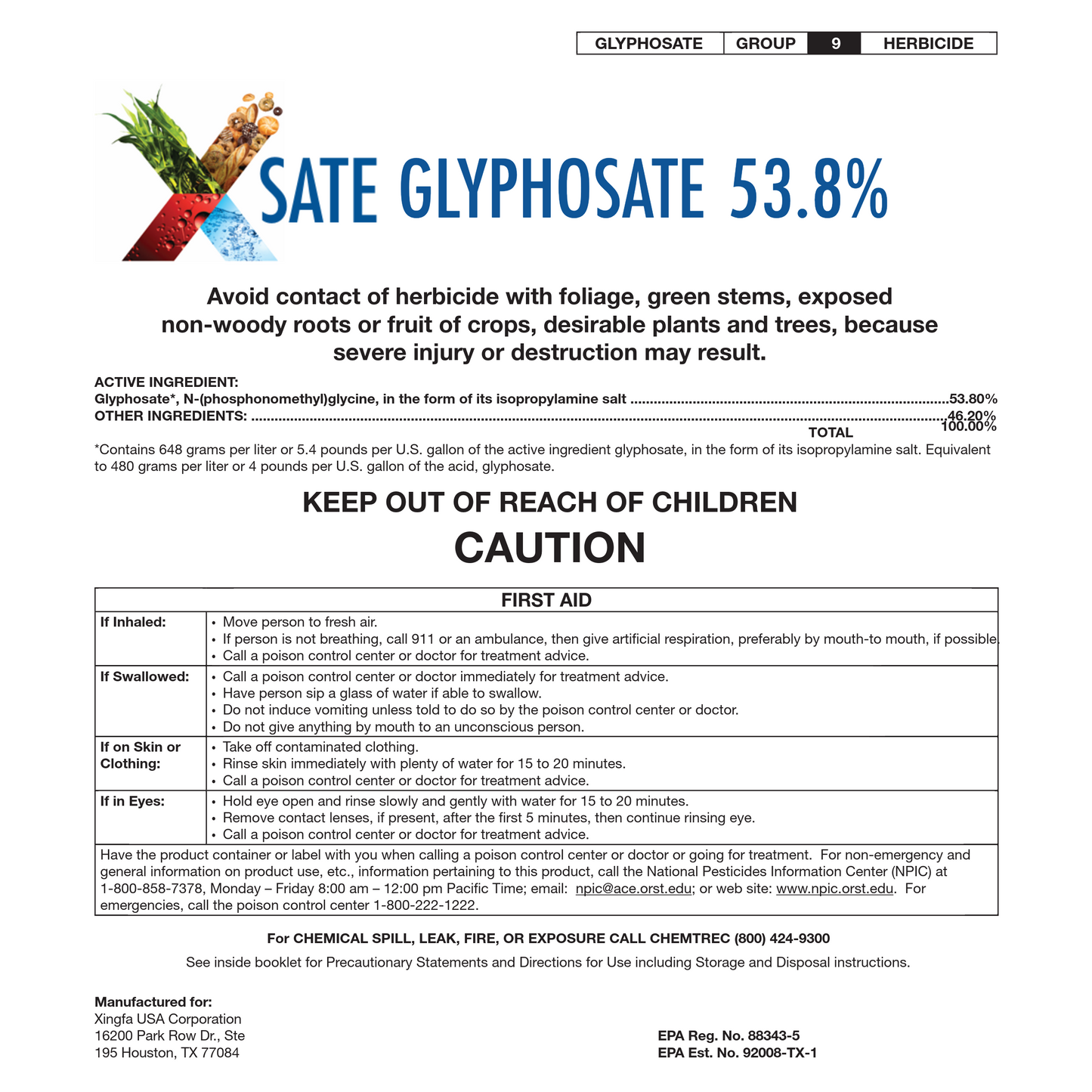 X SATE Glyphosate 53.8%